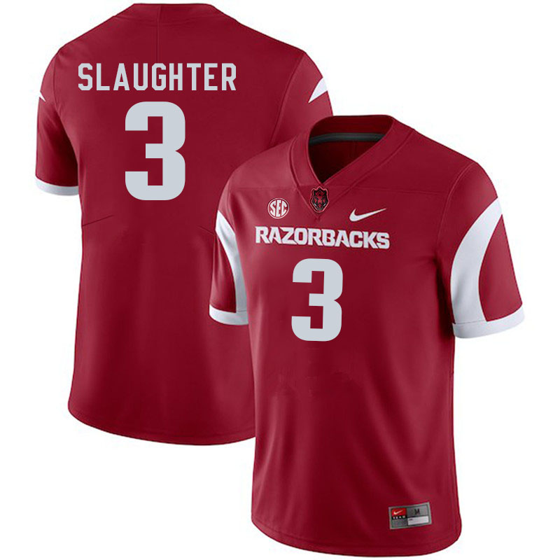 Men #3 Doneiko Slaughter Arkansas Razorbacks College Football Jerseys Stitched-Cardinal